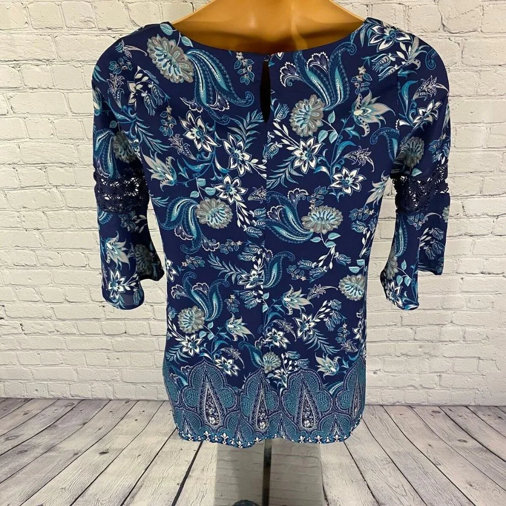 Luxology Blue Boho Floral  Paisley  Shift  Dress - Picture 5 of 8